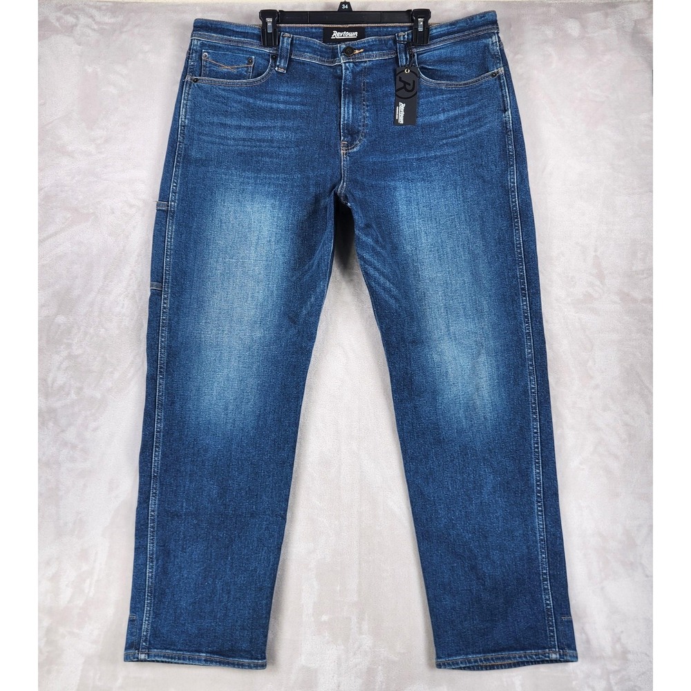 Revtown Automatic Jeans Mens 40x32 Medium Wash Blue Straight Stretch Denim